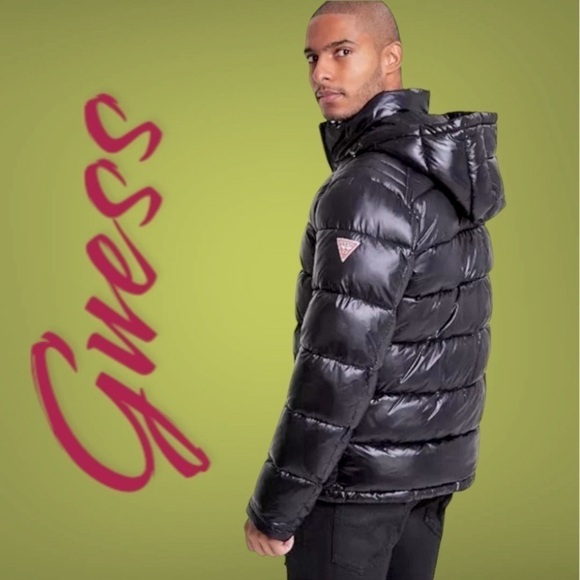 Puffer Jacket Guess Bomber Jacket With Hood Guess-nwot Men's
